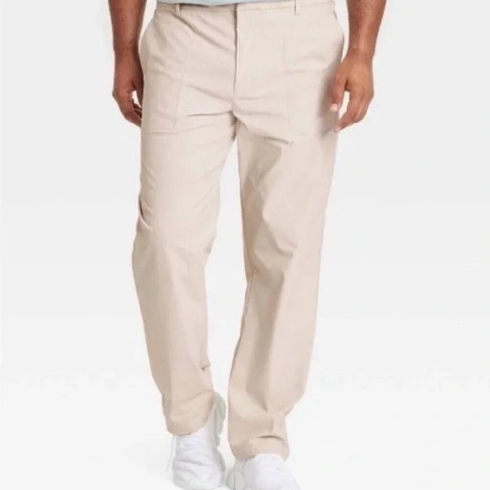 NEW! All in Motion Men's 34 X 34 Commuter Pants Stone Light Khaki